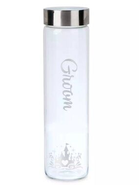 Disney Wedding Groom glass water bottle Disney's Fairy Tale Weddings Collection